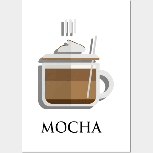 Hot Mocha coffee with whipped cream front view flat design style Posters and Art